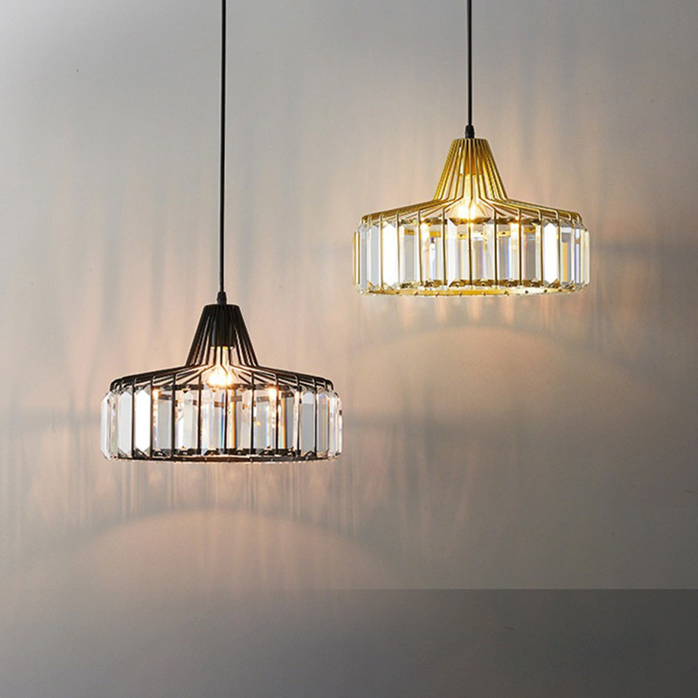 Sleek Black Crystal Pendant Light | Stylish Hanging Fixture