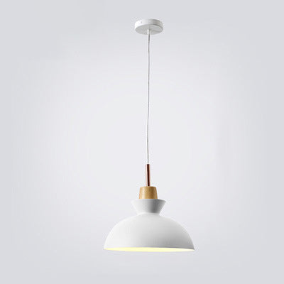 Contemporary Nordic Oak Wood Iron Bell Pendant Light-Orizon Depot