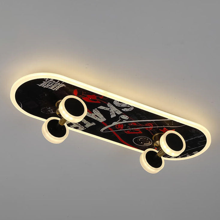 Modern Creative Cartoon Skateboard Acrylic LED Kids Flush Mount Ceiling Lamp-Orizon Depot