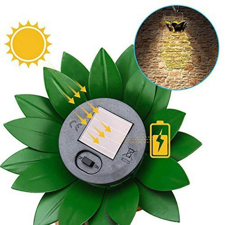 Solar Pineapple Iron Lantern LED Copper Wire Outdoor Waterproof Garden Decorative Hanging Lamp-Orizon Depot