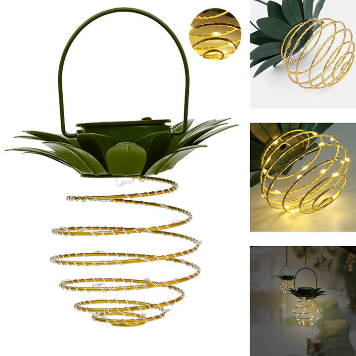 Solar Pineapple Iron Lantern LED Copper Wire Outdoor Waterproof Garden Decorative Hanging Lamp-Orizon Depot