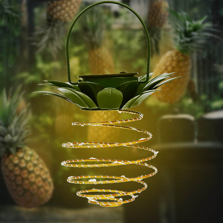 Solar Pineapple Iron Lantern LED Copper Wire Outdoor Waterproof Garden Decorative Hanging Lamp-Orizon Depot