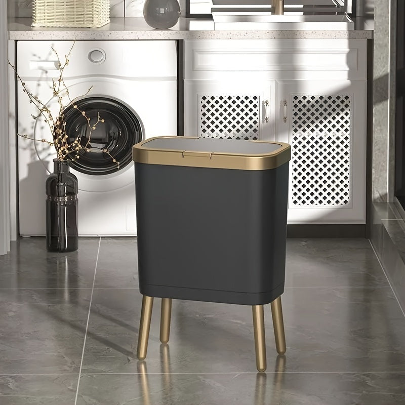 15L Stylish Odour-Sealing Trash Can with Elevated Legs | Modern Waste Bin for Kitchen, Living Room & Bathroom-Orizon Depot