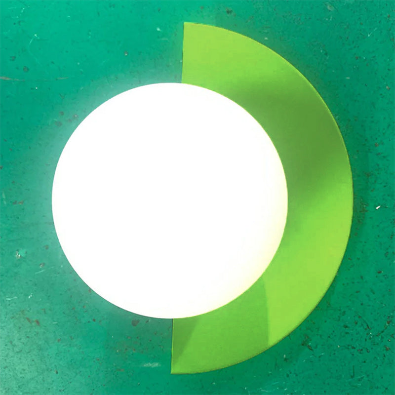 Modern Minimalist Colorful Glass Sphere Semicircle 1-Light Wall Sconce Lamp