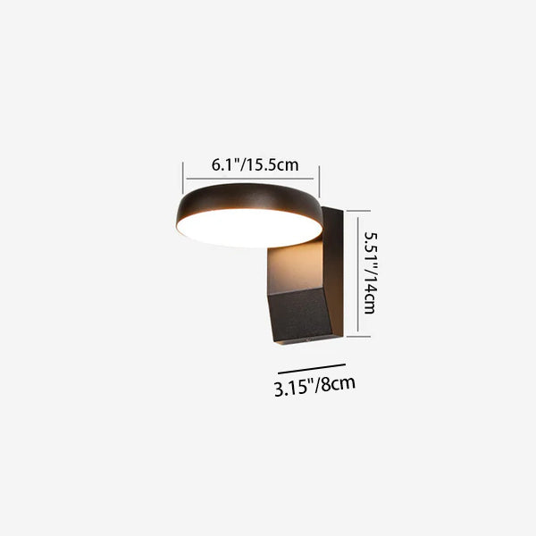 Modern Minimalist Waterproof Rotatable Aluminum PC Square Round LED Wall Sconce Light For Outdoor Patio-Orizon Depot