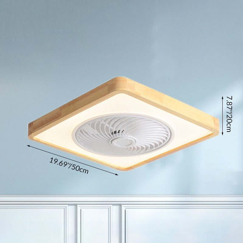 Modern Minimalist Wooden Geometric LED Semi-Flush Mount Ceiling Fan Light For Living Room-Orizon Depot