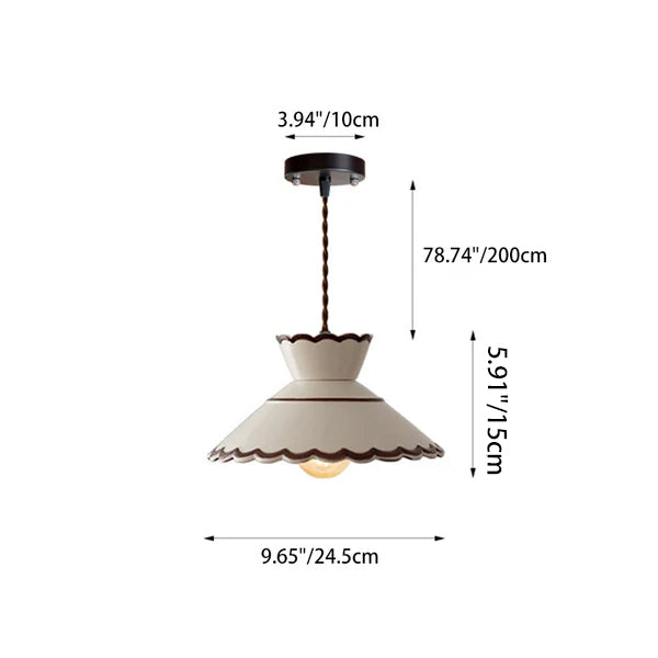 Rustic French Ceramic Pendant Light with Vintage Iron Charm-Orizon Depot
