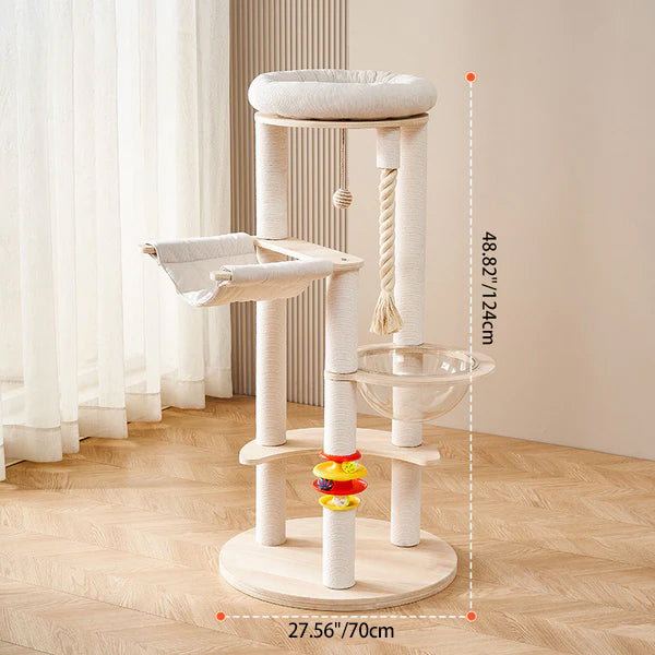 Modern Multi-Tier Cat Tower with Acrylic and Rope for Living Room-Orizon Depot