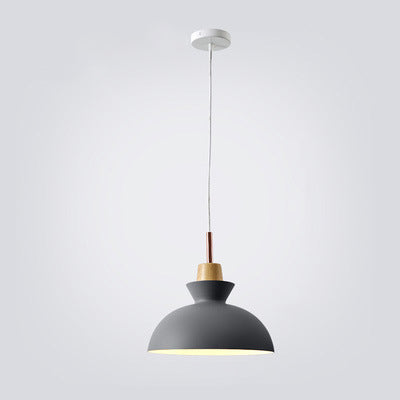 Contemporary Nordic Oak Wood Iron Bell Pendant Light-Orizon Depot