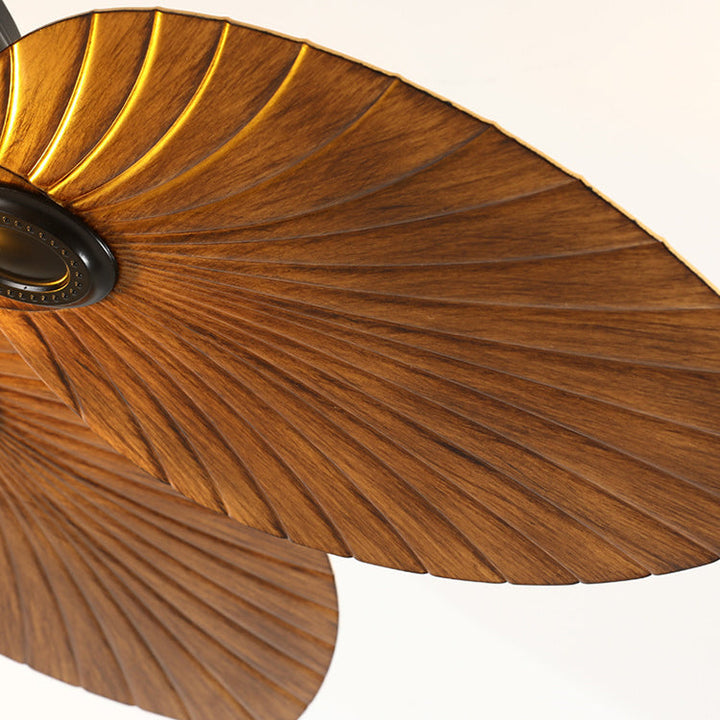 Traditional Rustic Lantern Banana Shaped Fan Leaf Iron Glass 1-Light Downrod Ceiling Fan Light-Orizon Depot