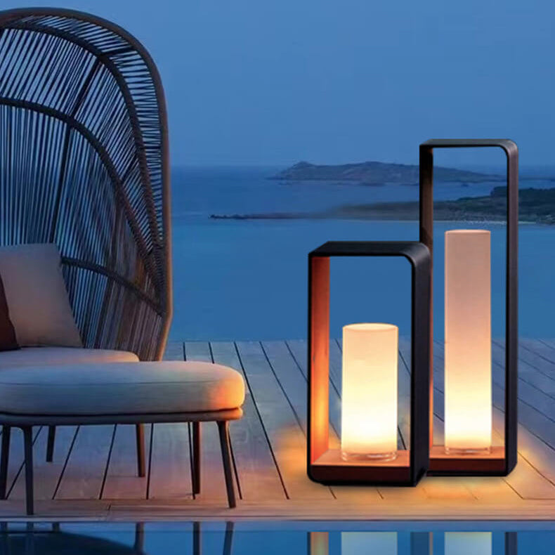 Modern Minimalist Square Frame LED Lawn Light Stainless Steel Acrylic Waterproof Design-Orizon Depot