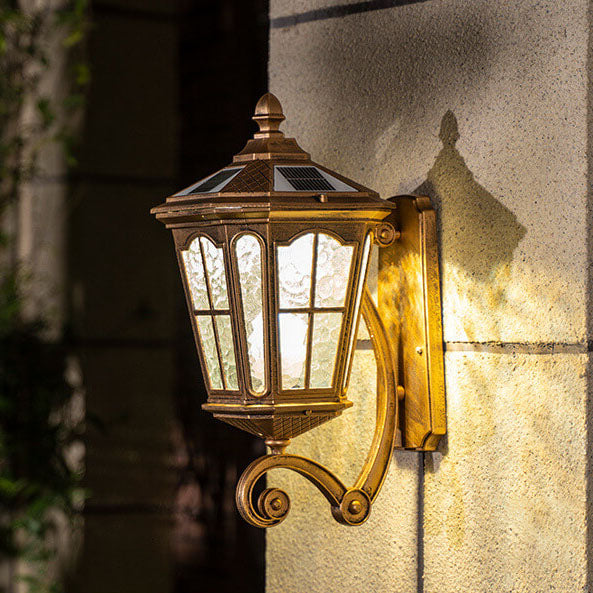 European Solar Outdoor Lantern Aluminum Glass Waterproof 1-Light Wall Sconce Lamp for Elegant Exteriors-Orizon Depot