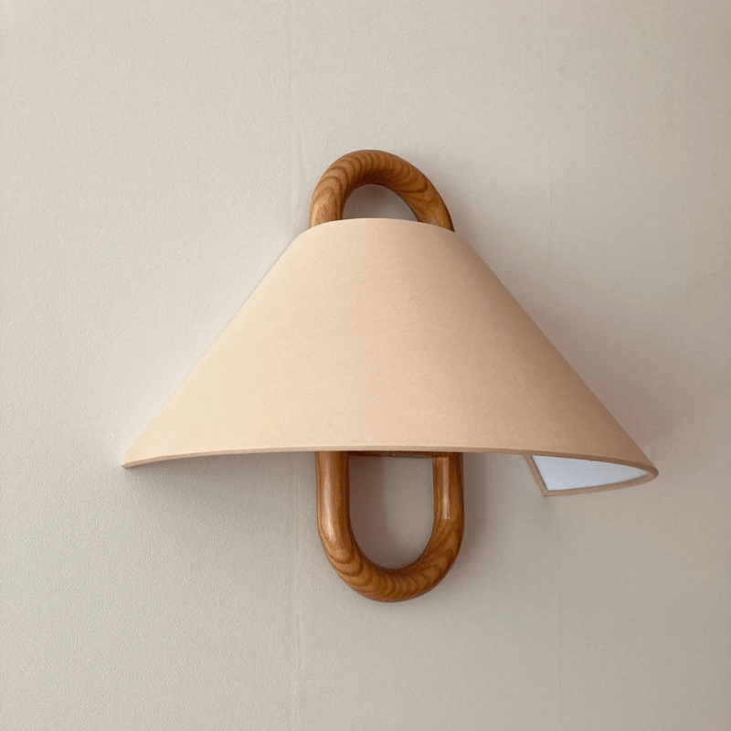 Modern Original Wooden Pleated Semi-Circle 1-Light Wall Sconce Lamp-Orizon Depot