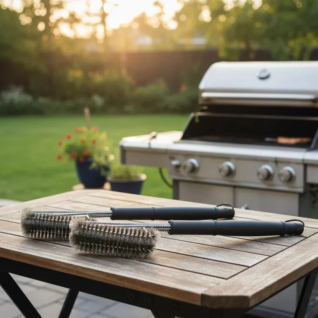Stainless Steel BBQ Grill Grate Cleaning Brush | Removes Residue | Secure Grip