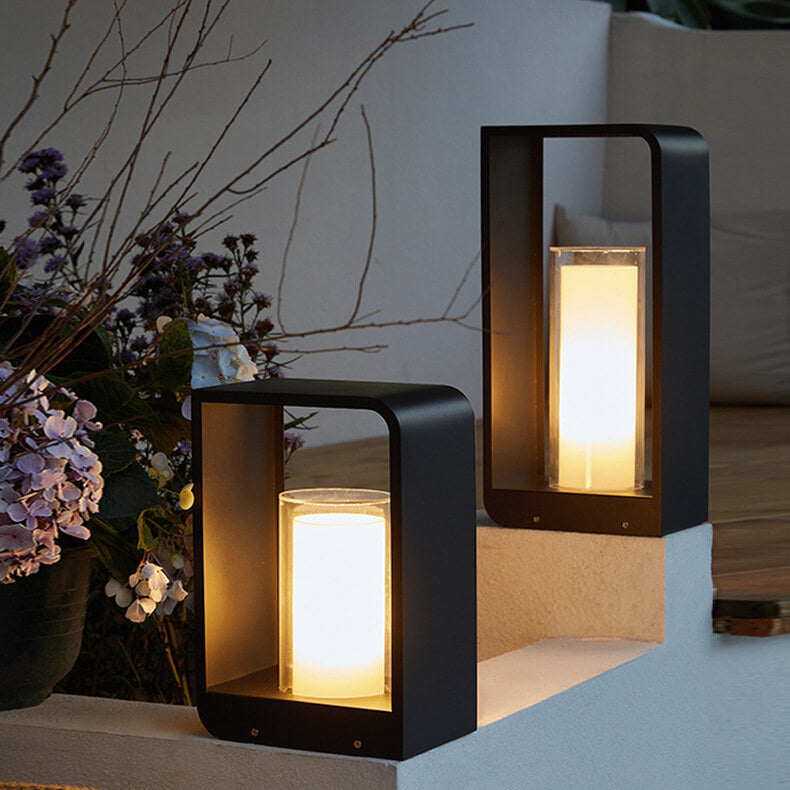 Modern Minimalist Square Frame LED Lawn Light Stainless Steel Acrylic Waterproof Design-Orizon Depot