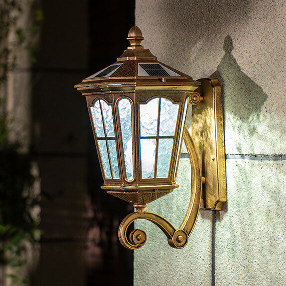 European Solar Outdoor Lantern Aluminum Glass Waterproof 1-Light Wall Sconce Lamp for Elegant Exteriors-Orizon Depot