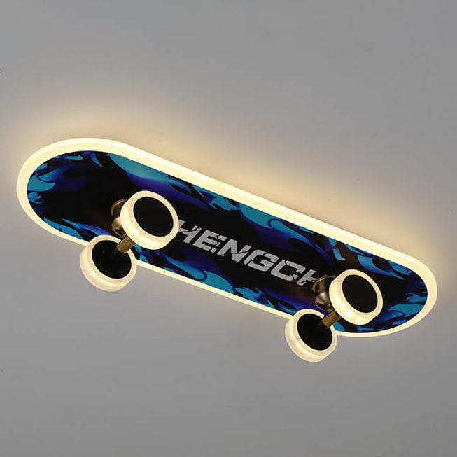Modern Creative Cartoon Skateboard Acrylic LED Kids Flush Mount Ceiling Lamp-Orizon Depot