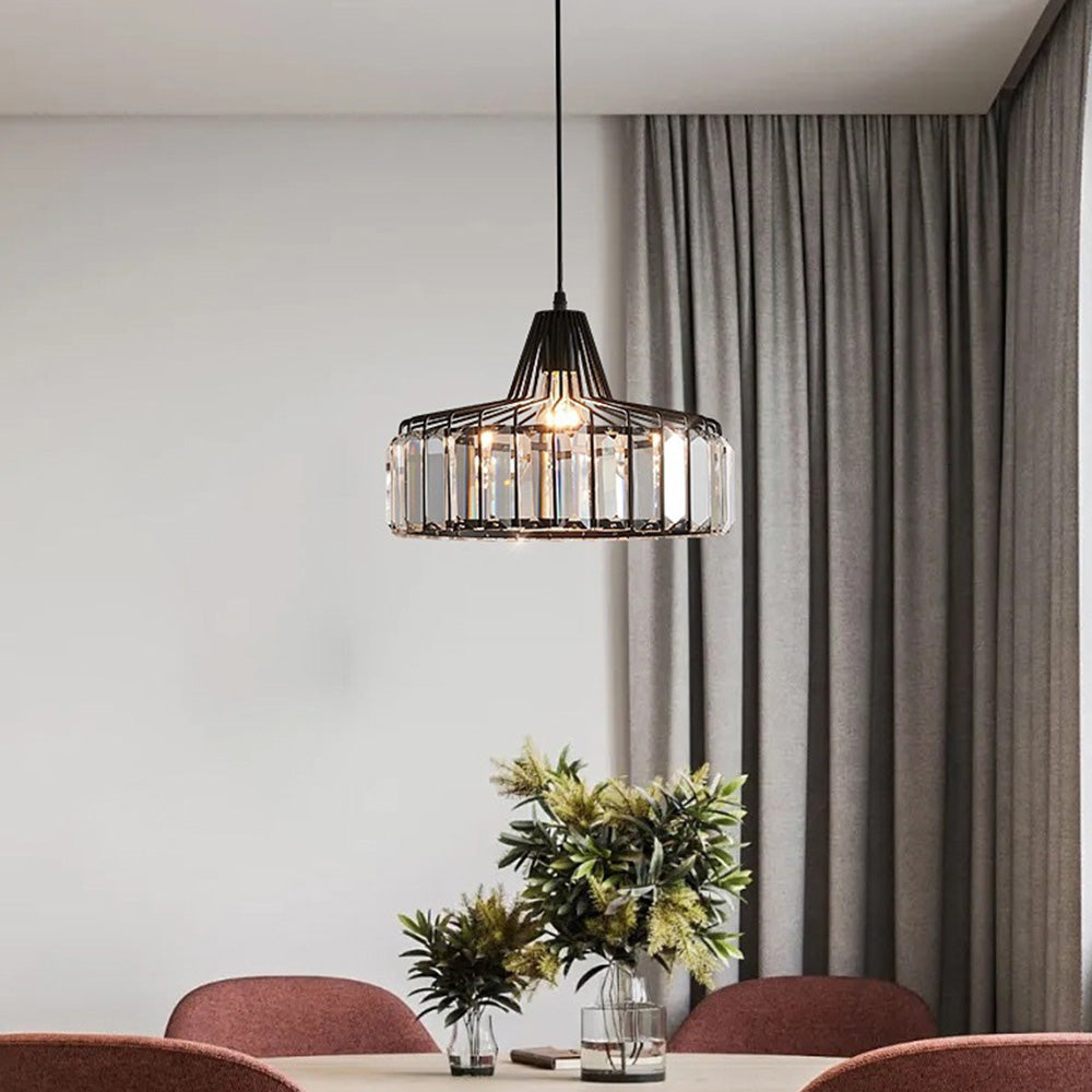 Sleek Black Crystal Pendant Light | Stylish Hanging Fixture