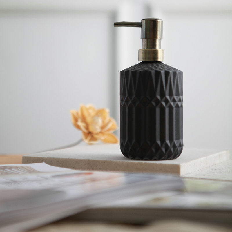 Diamond Pattern Glass Soap Dispenser for Stylish Bathroom Decor-Orizon Depot
