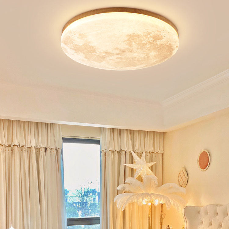 Nordic Minimalist Round Moon Design LED Flush Mount Ceiling Lamp-Orizon Depot