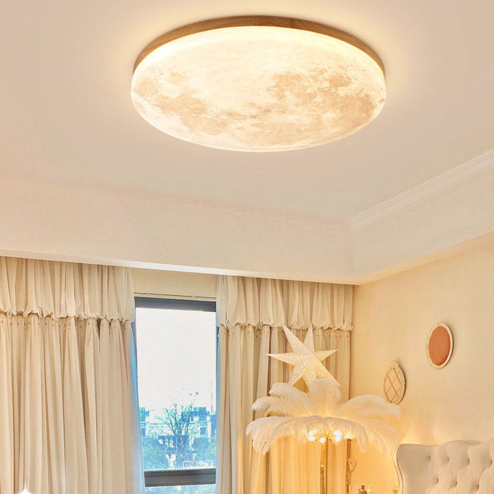 Nordic Minimalist Round Moon Design LED Flush Mount Ceiling Lamp-Orizon Depot