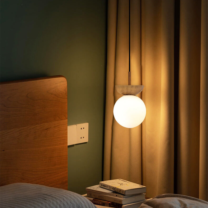 Modern Minimalist Glass Iron Orb 1-Light Semi-Flush Mount Light/Pendant Lamp for Bed Room-Orizon Depot