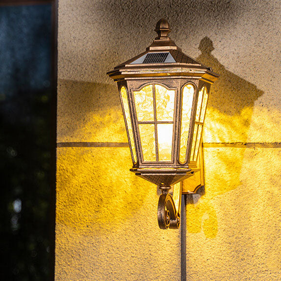 European Solar Outdoor Lantern Aluminum Glass Waterproof 1-Light Wall Sconce Lamp for Elegant Exteriors-Orizon Depot