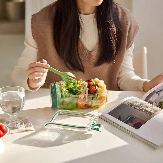 Airtight Glass Salad Dish with Side Entry Twist Lid for Home Decor