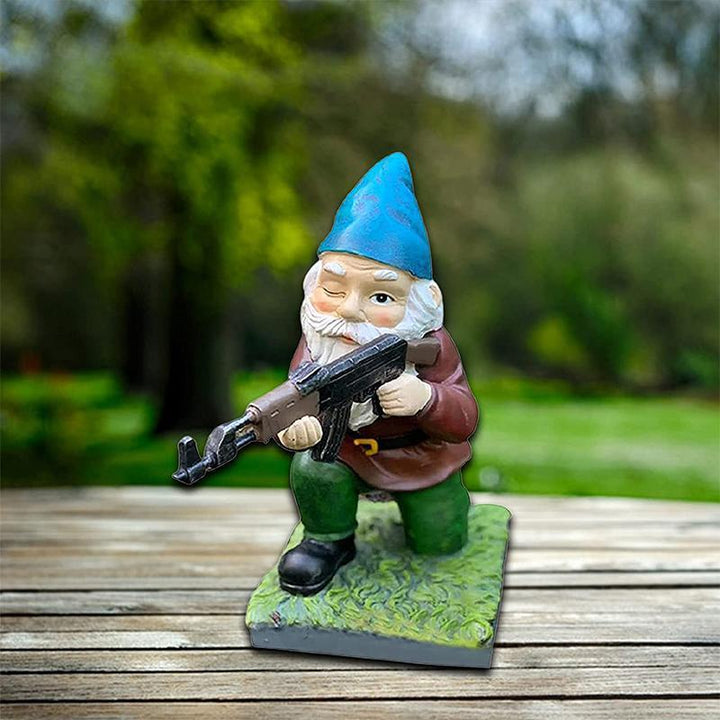 Military Garden Gnome in Camouflage Uniform for Outdoor Decor-Orizon Depot