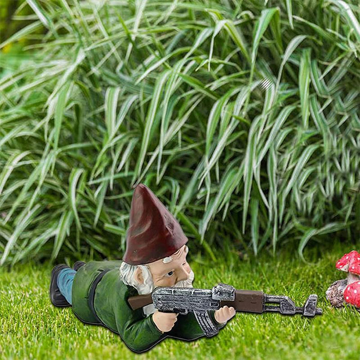 Military Garden Gnome in Camouflage Uniform for Outdoor Decor-Orizon Depot