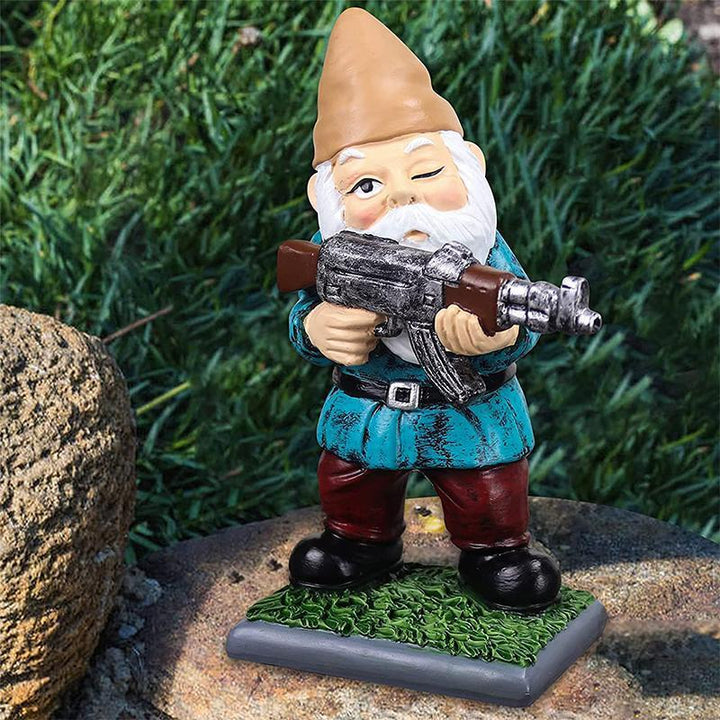 Military Garden Gnome in Camouflage Uniform for Outdoor Decor-Orizon Depot