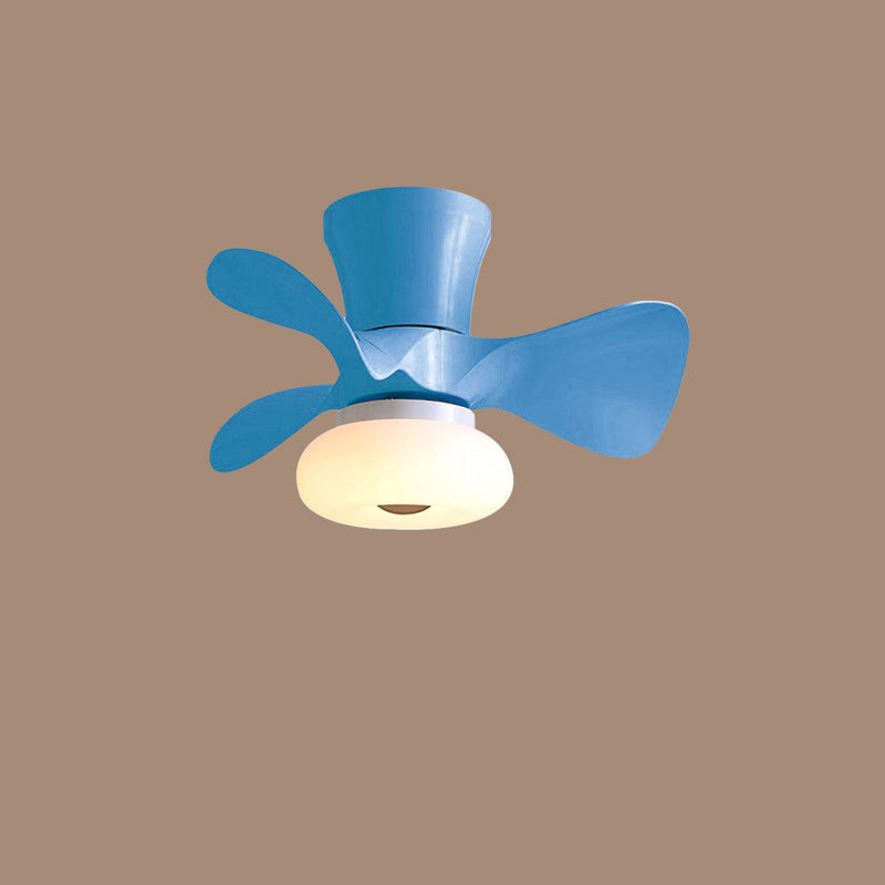 Nordic Macaron Metal LED Semi-Flush Mount Ceiling Fan Lamp