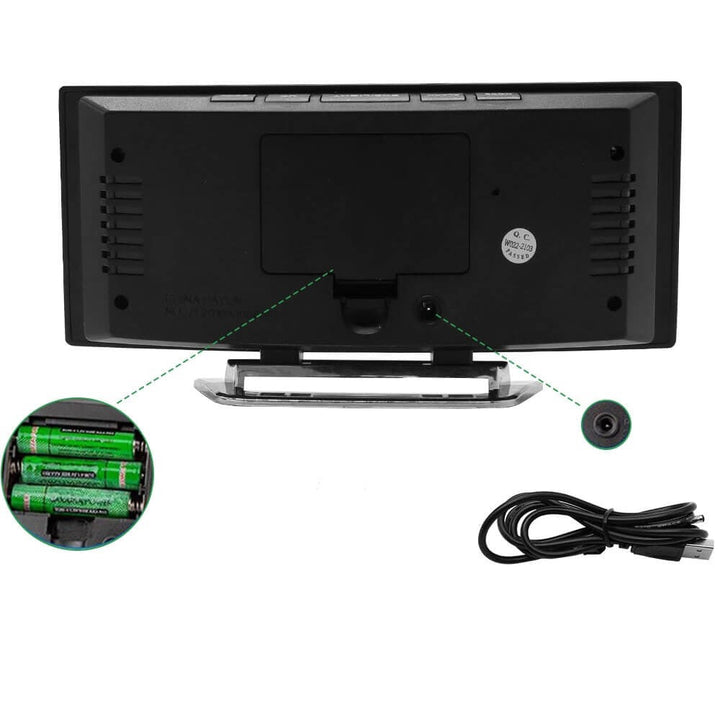 Curved LED Digital Alarm Clock with Display and Snooze Function-Orizon Depot