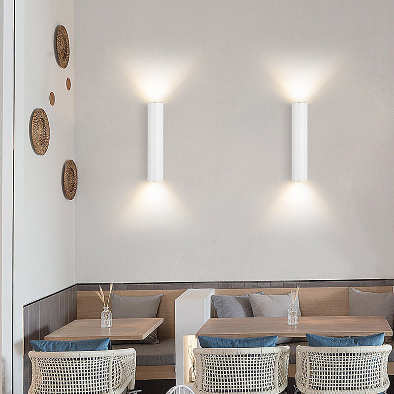 Minimalist Aluminum Cylindrical 2-Light Wall Sconce Lamp