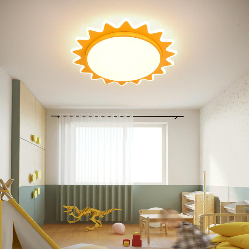 Modern Creative Cartoon Sun Shaped LED Flush Mount Ceiling Lamp-Orizon Depot