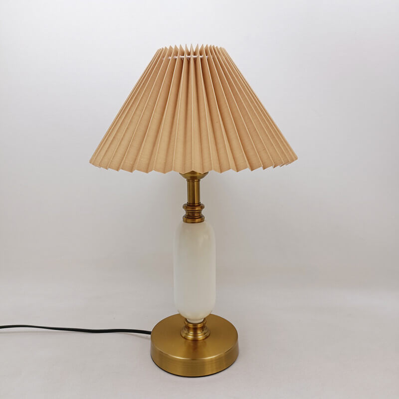 Retro Pleated Shade Column Base Table Lamp 1-Light Standing Desk Lamp