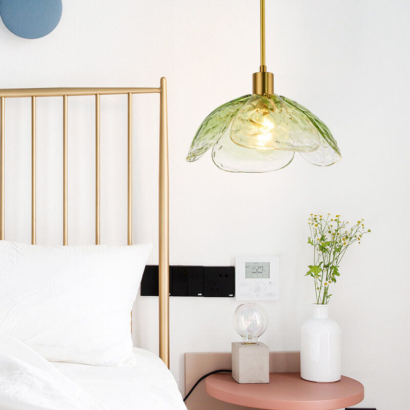 Modern Simplistic Flower-shaped Petal Iron Glass 1-Light Pendant Lamp For Living Room-Orizon Depot