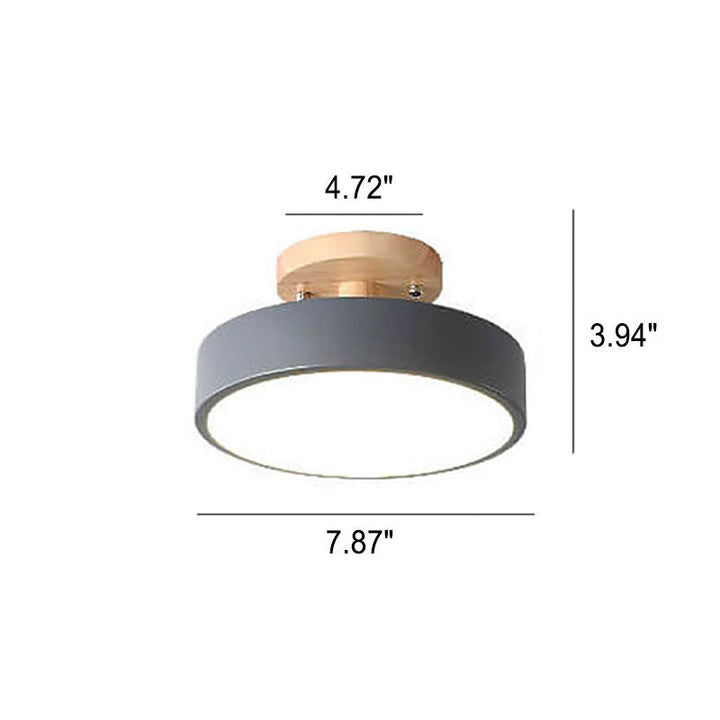 Nordic Minimalist Wood Log Round LED Ceiling Light Fixture-Orizon Depot