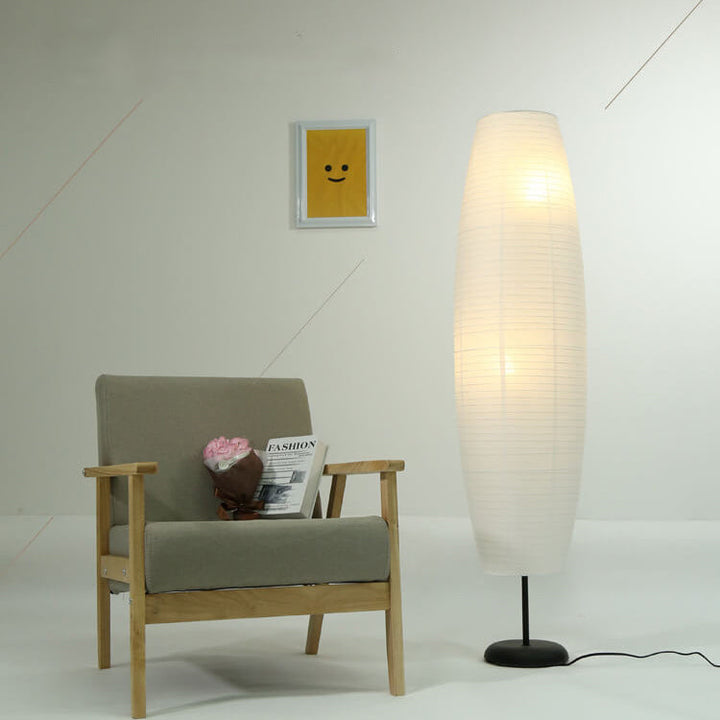 Nordic Minimalist Rice Paper Column Floor Lamp 2-Light Standing Light-Orizon Depot