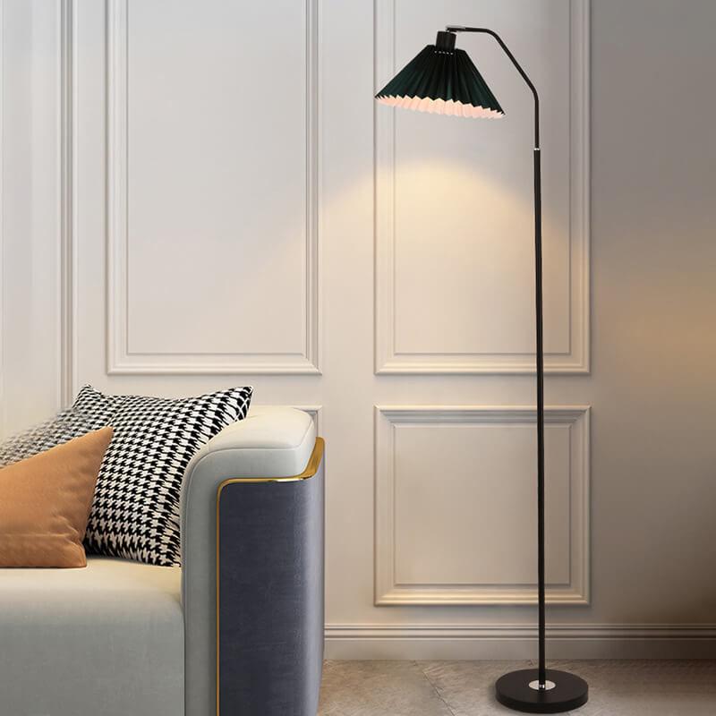 Minimalist Fabric Pleated Shade Floor Lamp 1-Light Standing Light