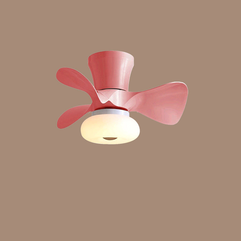 Nordic Macaron Metal LED Semi-Flush Mount Ceiling Fan Lamp