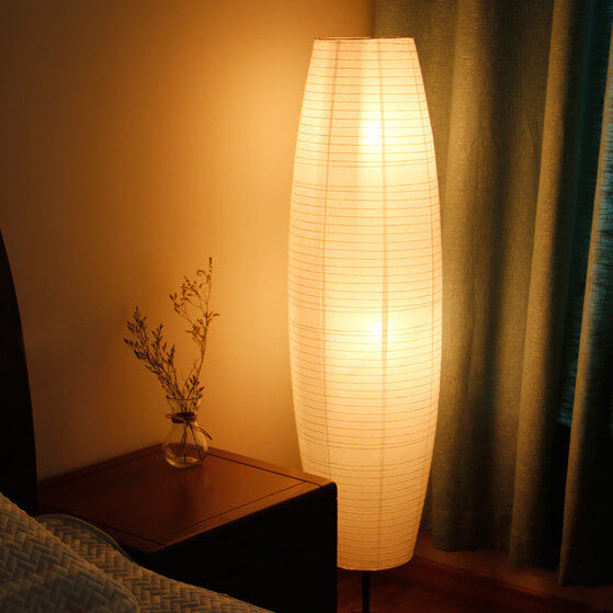 Nordic Minimalist Rice Paper Column Floor Lamp 2-Light Standing Light-Orizon Depot