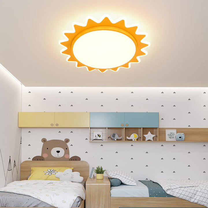 Modern Creative Cartoon Sun Shaped LED Flush Mount Ceiling Lamp-Orizon Depot