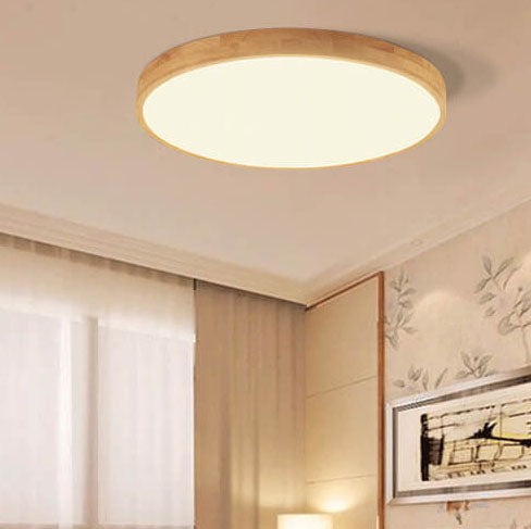 Nordic Solid Wooden Round Ultra-Thin LED Flush Mount Ceiling Lamp for Modern Homes-Orizon Depot