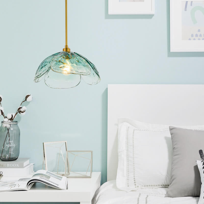 Modern Simplistic Flower-shaped Petal Iron Glass 1-Light Pendant Lamp For Living Room-Orizon Depot