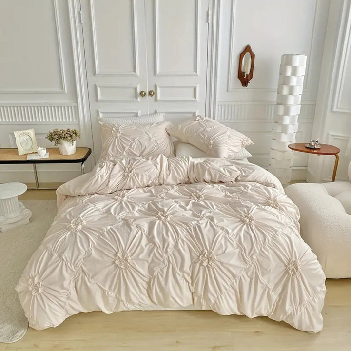 Floral Design Pinch Pleat Duvet Cover Set for Elegant Bedding-Orizon Depot