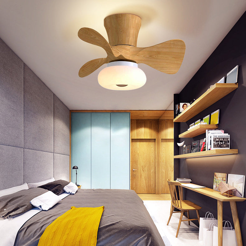 Nordic Macaron Metal LED Semi-Flush Mount Ceiling Fan Lamp