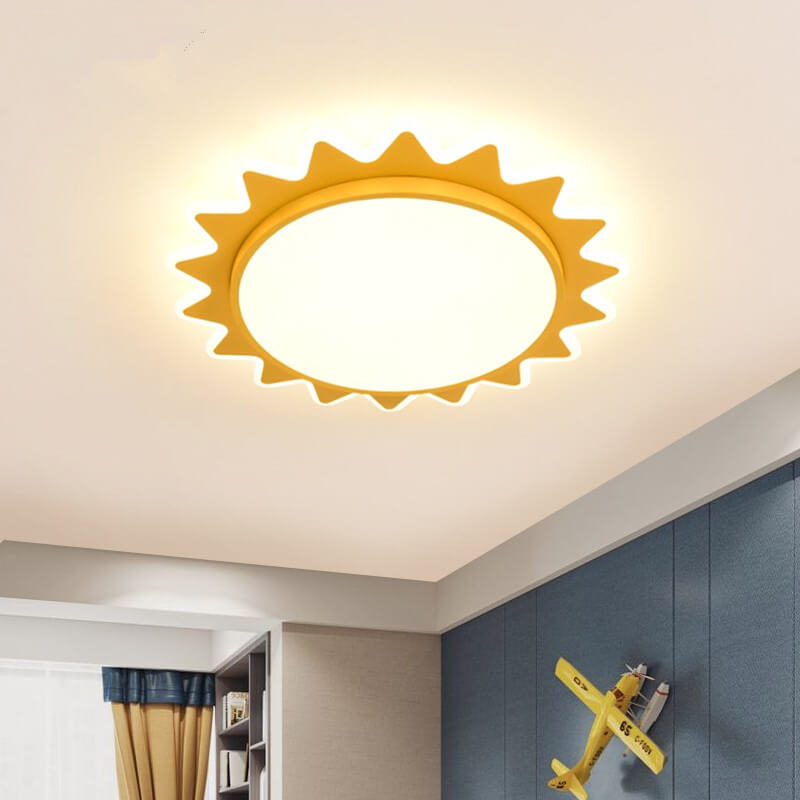 Modern Creative Cartoon Sun Shaped LED Flush Mount Ceiling Lamp-Orizon Depot