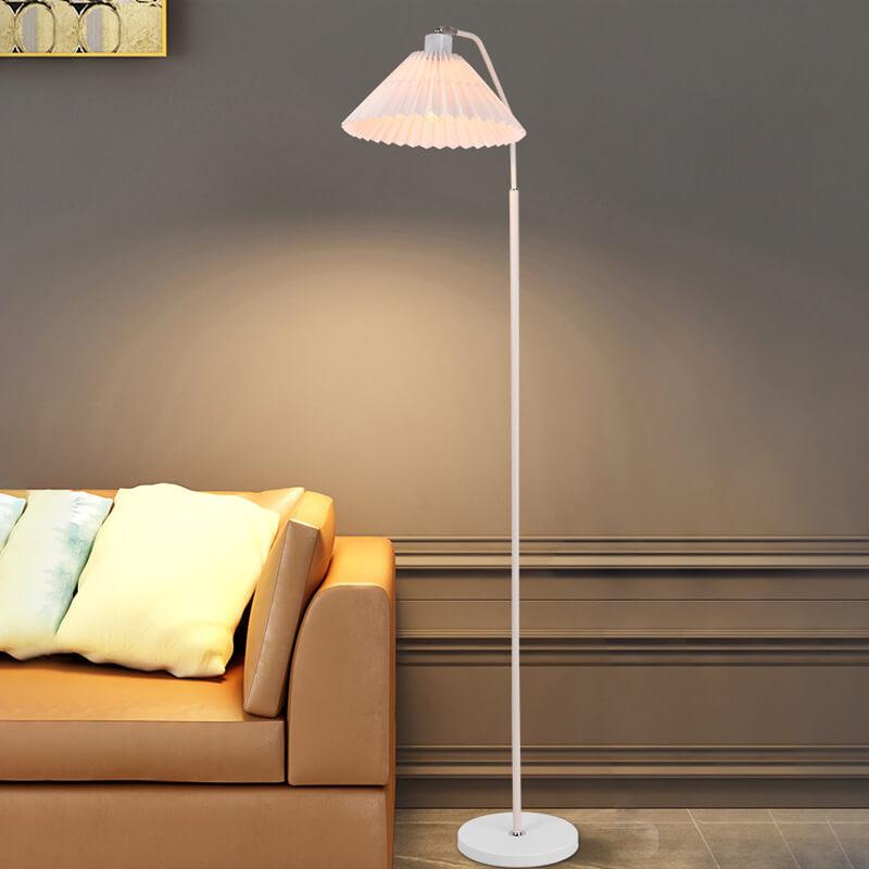 Minimalist Fabric Pleated Shade Floor Lamp 1-Light Standing Light