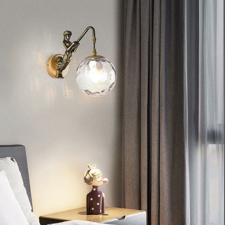 Vintage Style Mermaid Orb 1-Light Wall Sconce Lamp-Orizon Depot